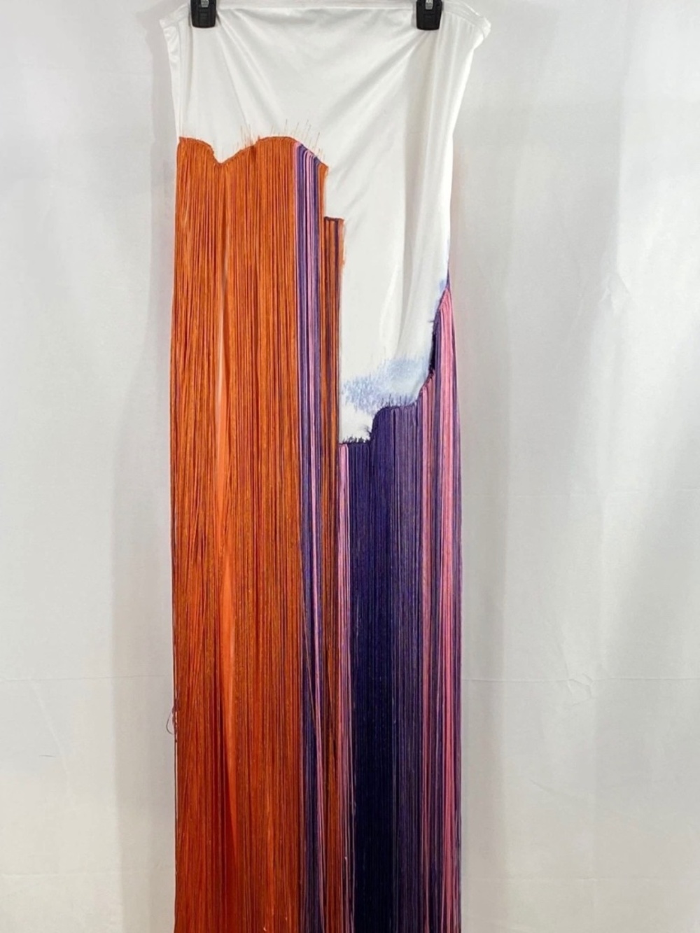 R13 White Multicolor Long Fringe Dress Size XL